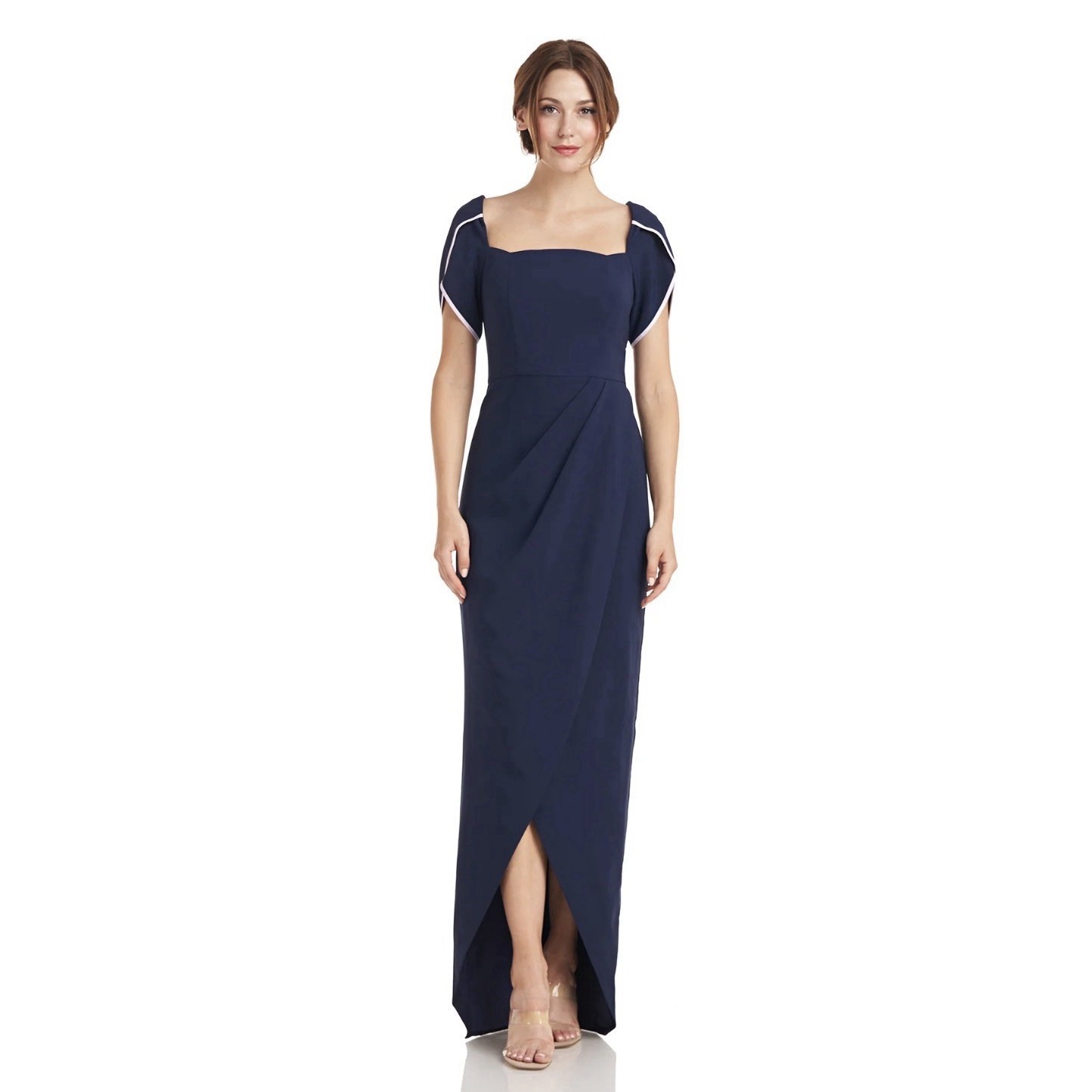Js Collections Dress Delilah Scallop Neck Gown Blue Maxi Size 2 Wedding